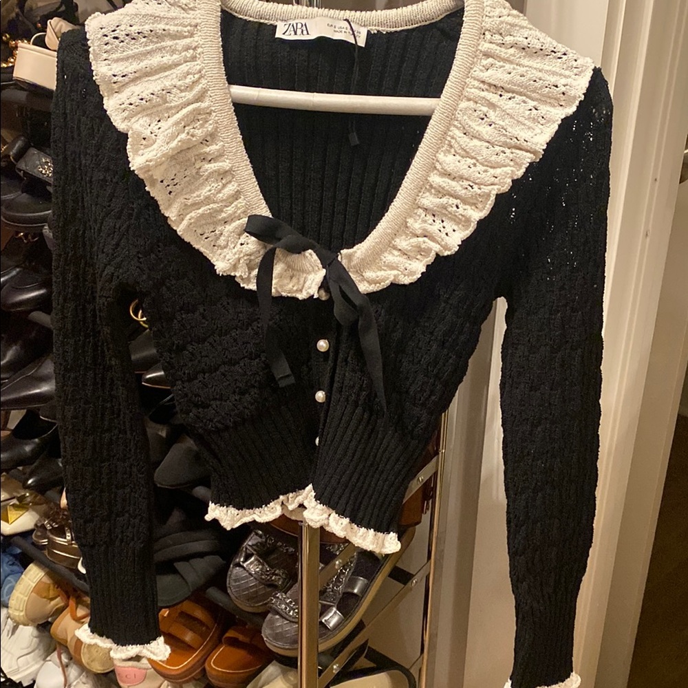 Zara Black and Cream Victorian Cardigan